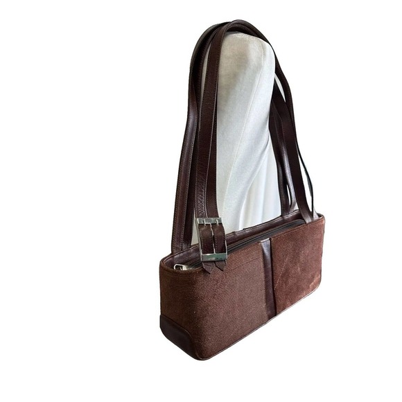 Alexis David Brown Boho Corduroy Suede Handbag Purse Small Y2K Grunge Shoulder B - Picture 3 of 14